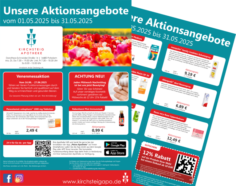 Aktionsflyer Mai 2025 Kirchsteig Apotheke