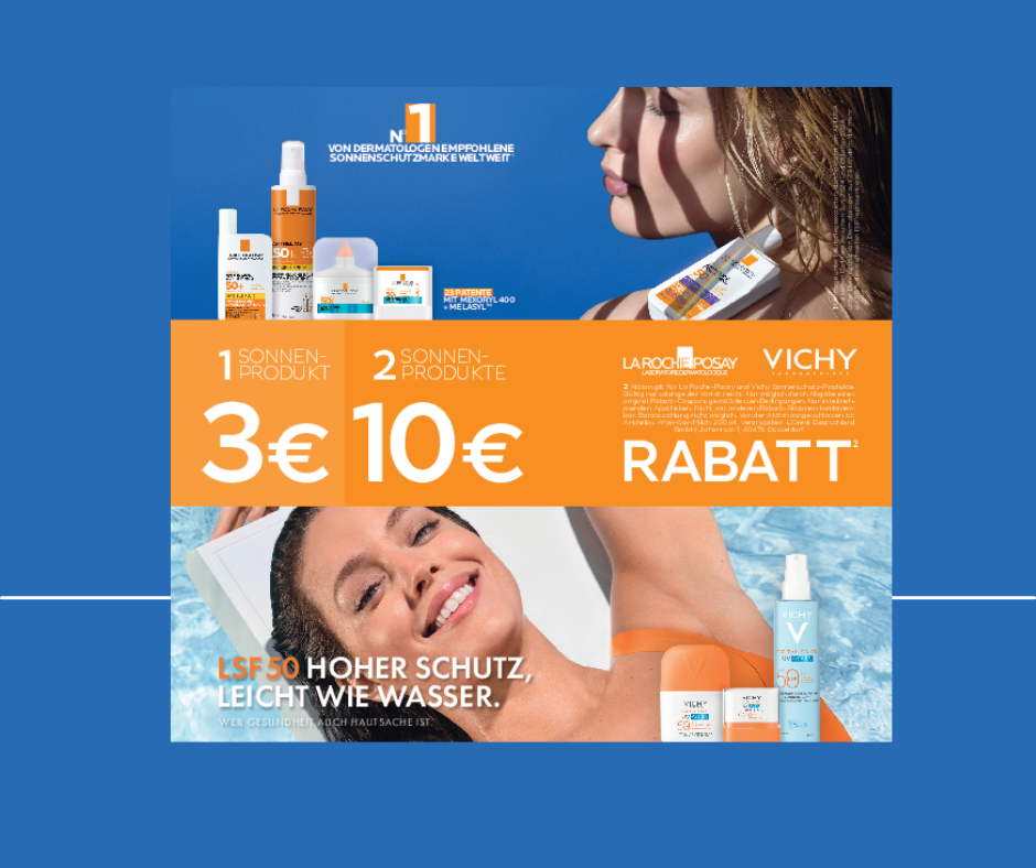 Das Bild zeigt eine Werbeaktion der Marke La Roche Posay Sonnenpflege.